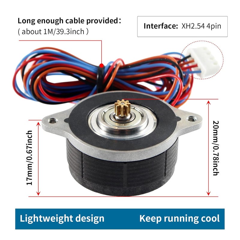 FYSETC Moons Nema 14 36mm Pancake Stepper Motor with 8 Tooth Gear: 17MM Enhanced Light Weight with Extension Cable for Orbitor/Sherpa Extruder Ender 3 Pro Neo V2 Voron2.4 3D Printer Direct Drive - Image 2